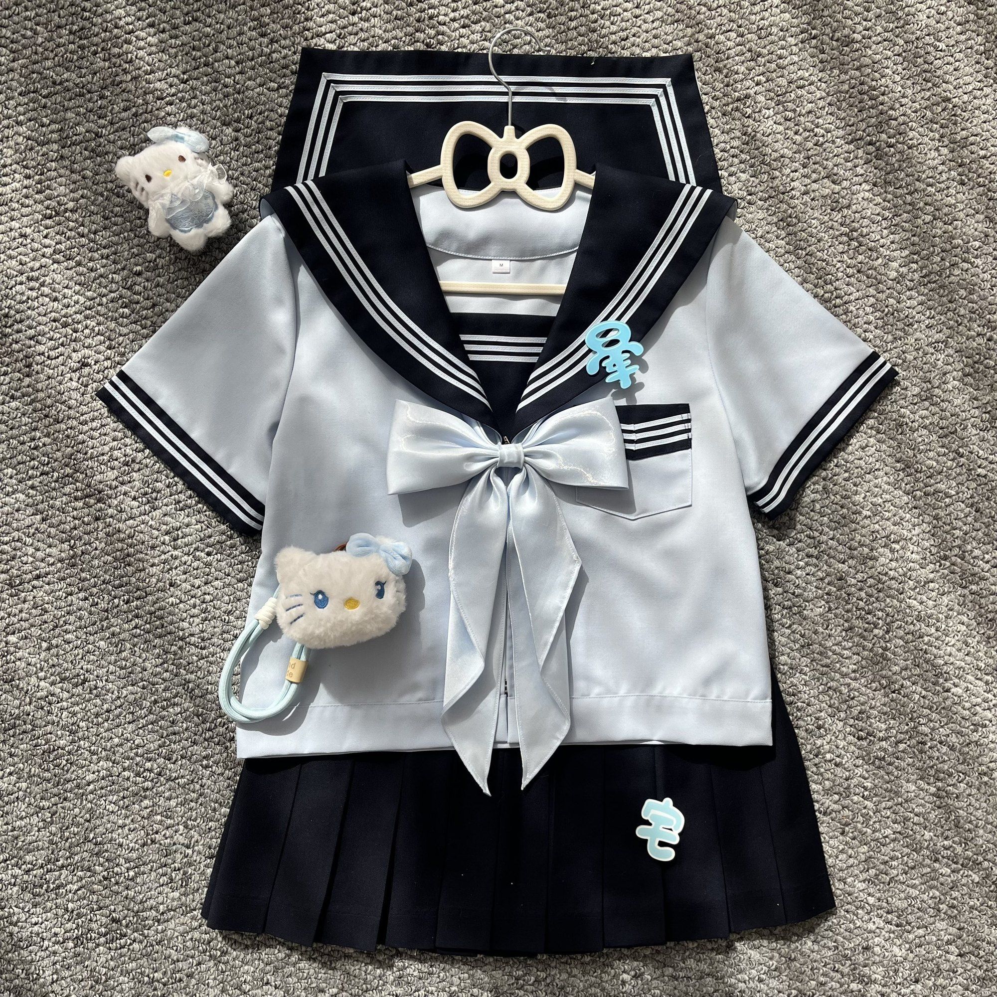 云靡 原创正版jk制服水手服日系蓝色学院风学院校供长短袖套装女