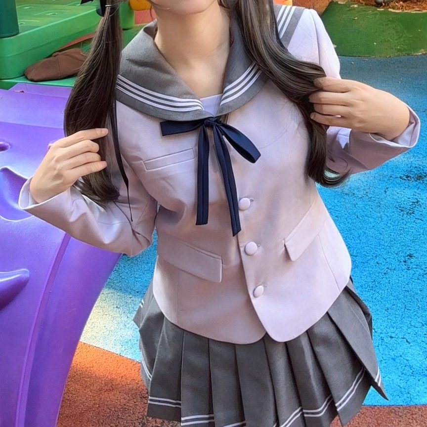 云靡 原创正版jk制服[紫氤]西服秋冬学院校供感水手领紫色西装女