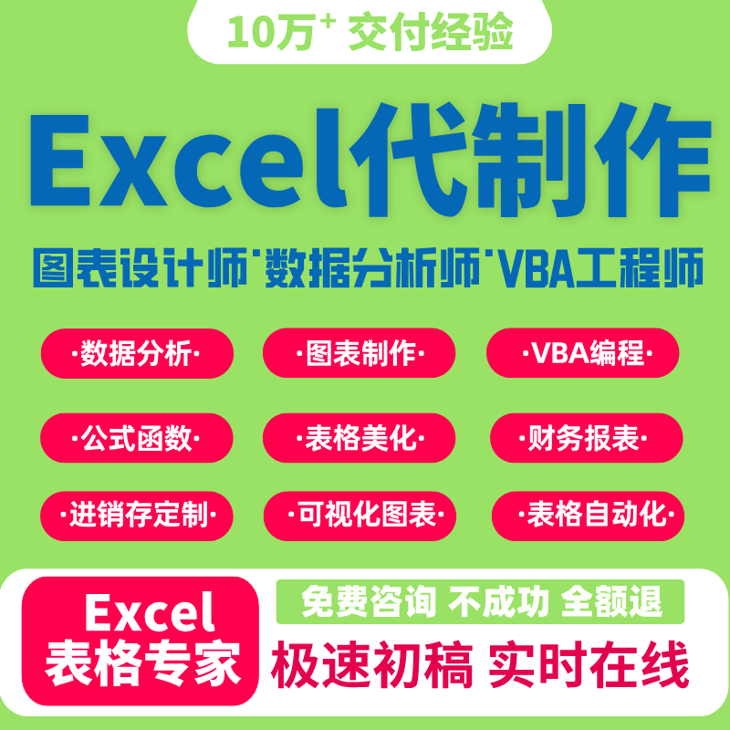 帮做excel表格代制作定制设计图表vba宏脚本程序函数据处理与分析