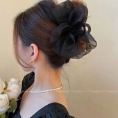 2025春季 法式 网纱细飘带蝴蝶结发夹发饰高级感大号蝴蝶结抓夹头饰