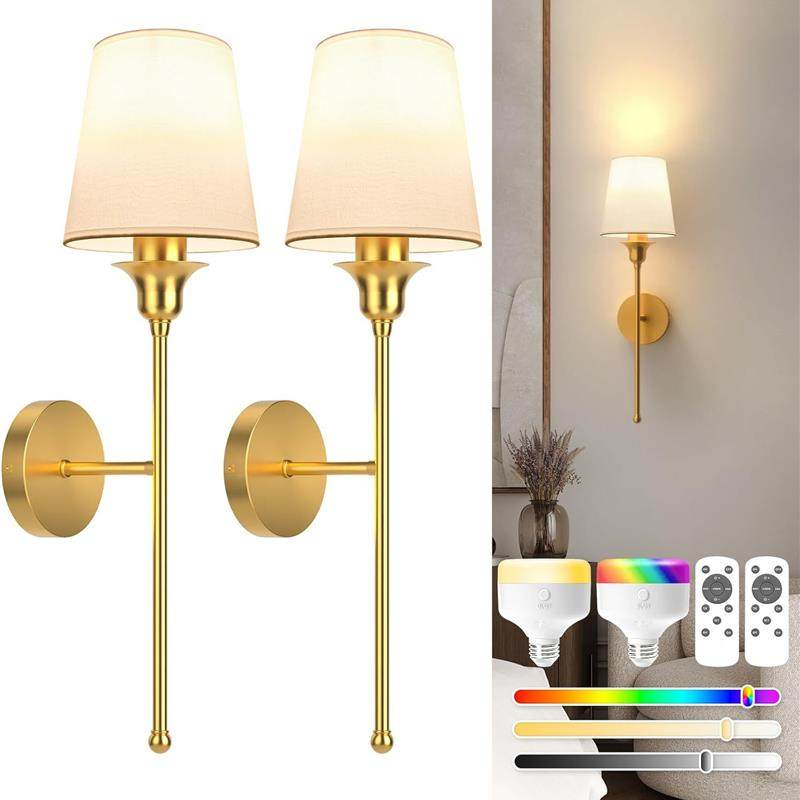 适配亚马逊跨境爆款免布线布艺壁灯带电池遥控器含RGB灯泡过道卧,家装灯饰光源,壁灯,淘宝优惠券,粉丝福利购,淘宝优惠卷
