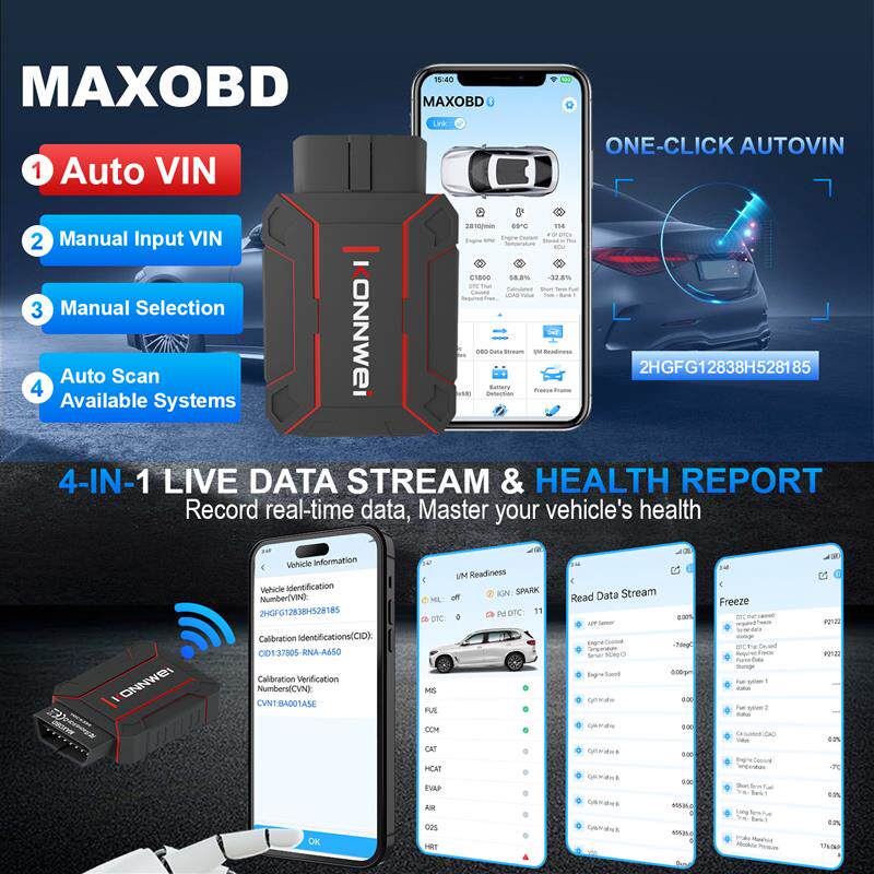 适配Maxobd OBD2 Scanner全功能汽车诊断扫描仪免费APP可读更多数