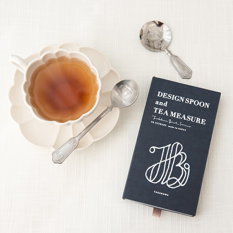 日本进口复古浮雕花枝燕印不锈钢茶匙礼盒家用圆头茶勺咖啡勺套装