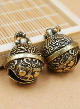 黄铜饕餮铃铛汽车钥匙扣挂件复古男女个性饰品会响手工创意礼物