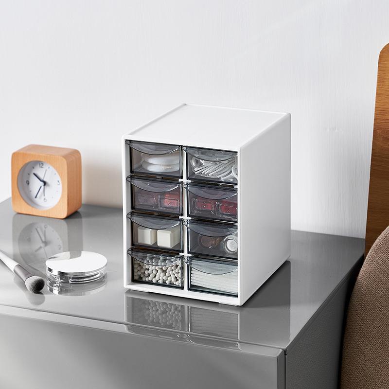 桌面收纳盒抽屉式分格办公室文具化妆品首饰杂物多层防尘置物柜