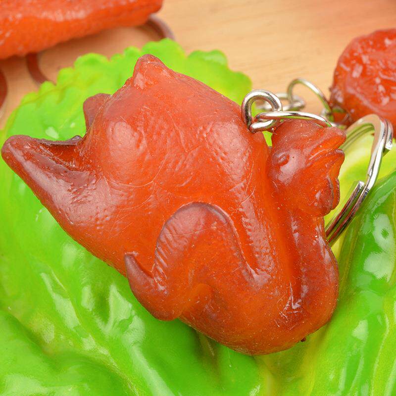 仿真食物乌鸡烧鸡烧鸭钥匙扣挂件模型PVC红烧肉男女书包可爱挂件