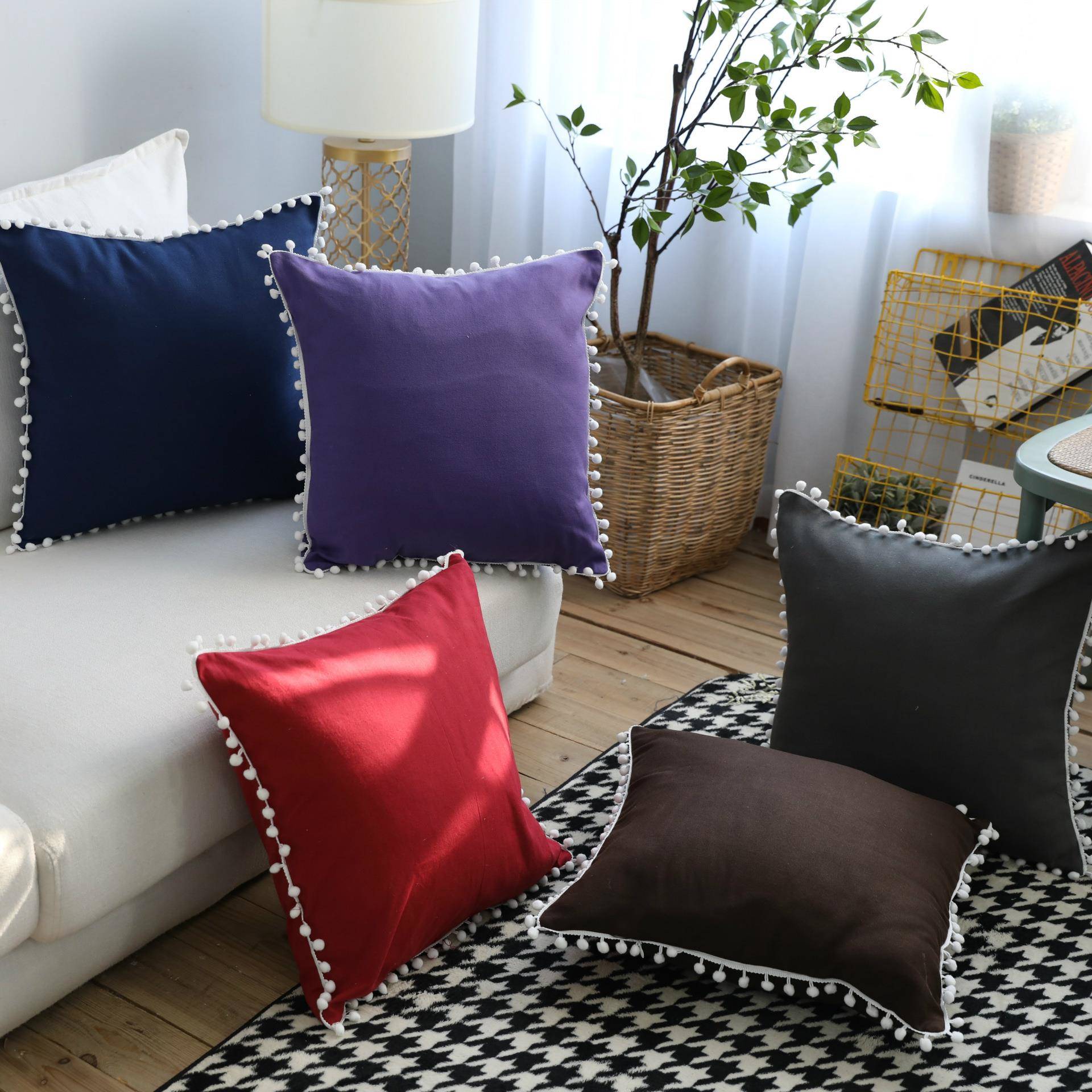 INS风北欧纯色抱枕甜美简约日式公主白色球抱枕不含芯柔软