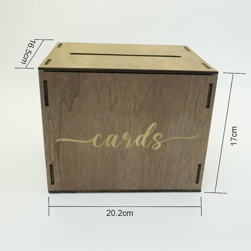 跨境木质婚礼卡片盒带插槽木制婚礼卡创意储复古装饰派对礼卡包