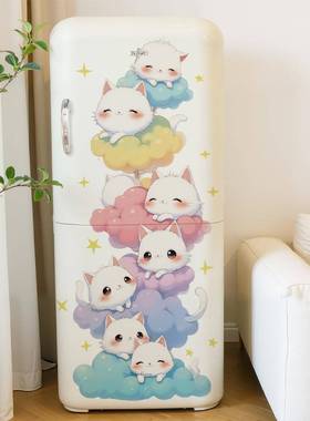 可爱猫咪墙面装饰贴画儿童房房门可移除贴纸冰箱翻新贴画57016