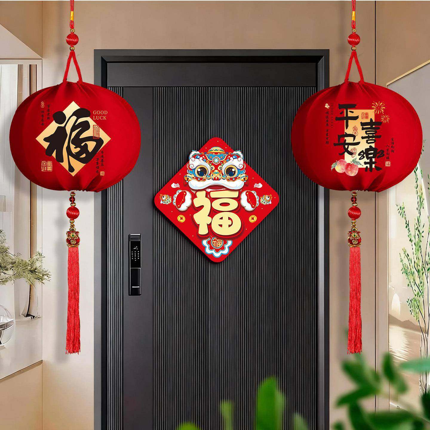 2026新款马年福字灯笼大门口一对春节过年户外阳台宫灯新年装饰品