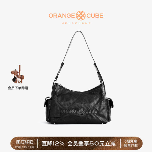 Orange Cube女包电车双袋包hobo包头层牛皮休闲手提单肩斜挎包包