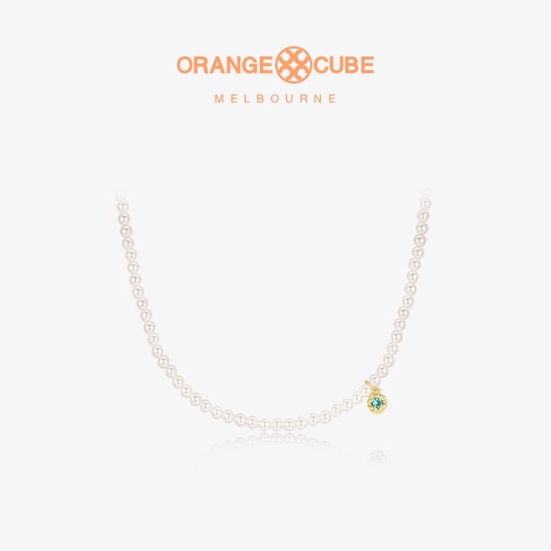 OrangeCube闪钻锆石吊坠项链