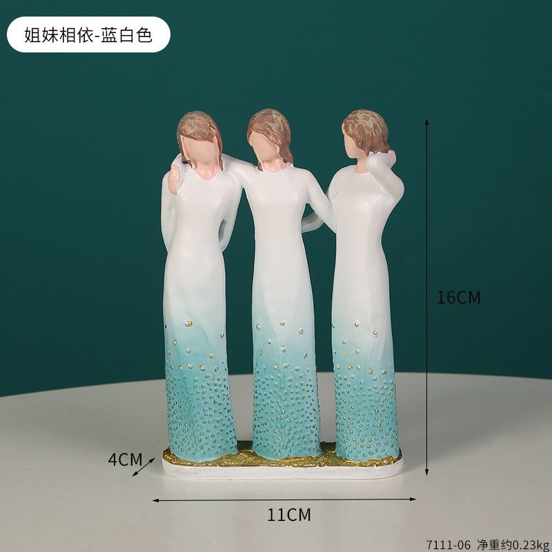 姐妹情深人物雕像树脂摆件节日纪念家居玄关书柜U桌面装饰工艺品