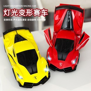 跨境电动万向赛车旋转音乐灯光儿童E跑车模型玩具变形车地摊