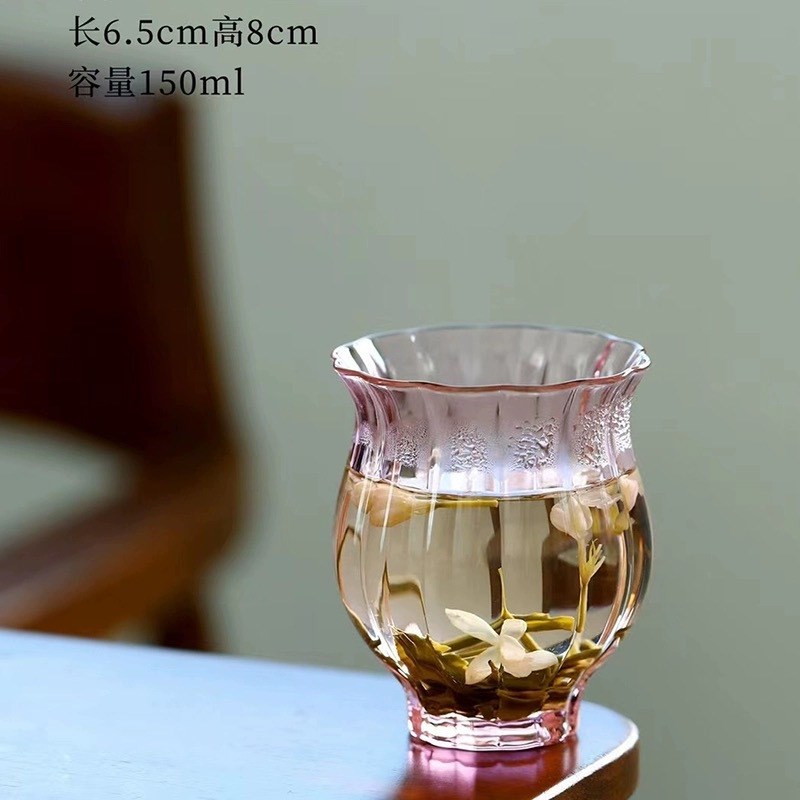 【顺丰包邮】主人杯单杯功夫小茶杯个人闻香品茗杯V玻璃日式花朵