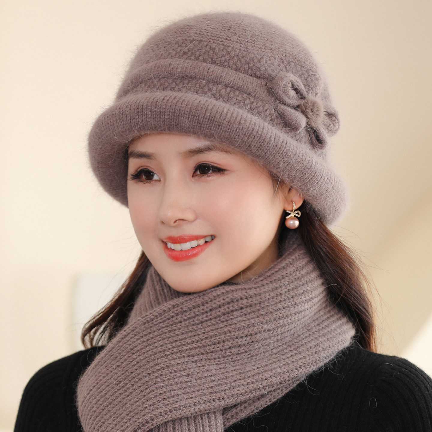 奶奶帽冬天中老年人保暖毛线帽女冬季老太太婆婆妈妈帽子加绒盆帽
