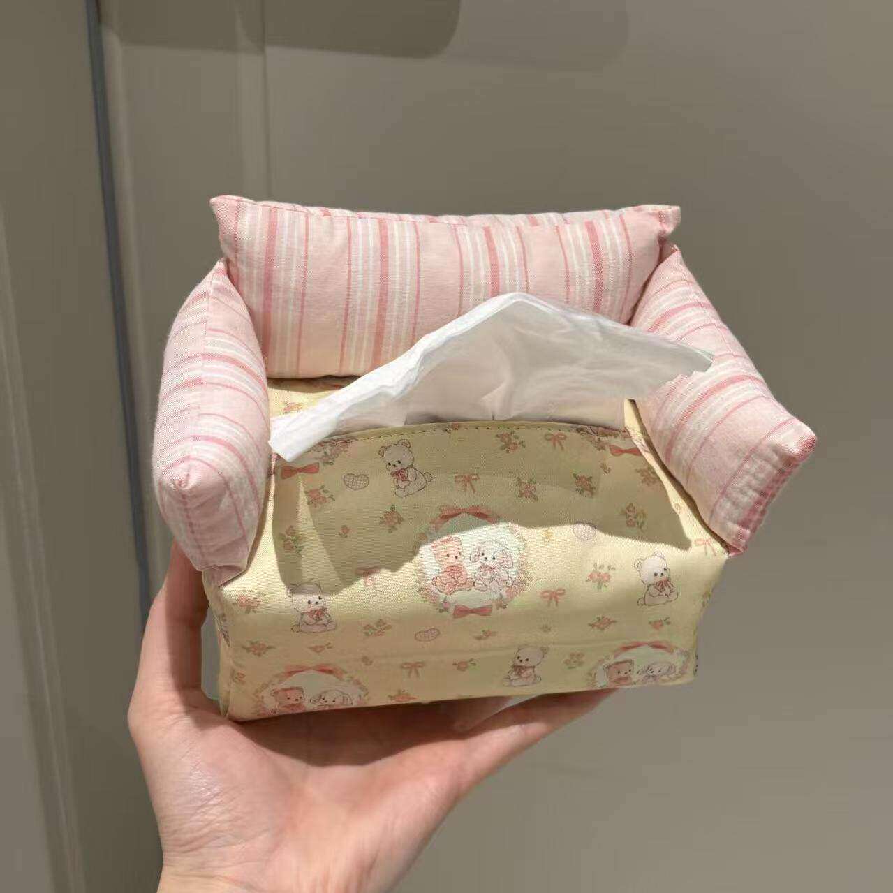 碎花小熊沙发纸巾盒家用客厅抽纸盒桌面餐巾纸盒创意可爱卫生纸盒