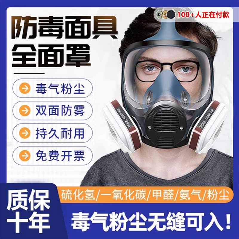 防毒面具全面罩喷漆专用硫化氢化工气体甲醛刺激气味防尘实验
