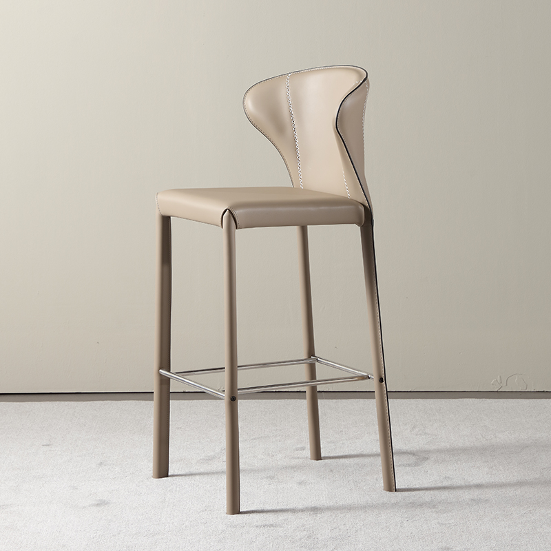 设计师马鞍皮吧椅家用轻奢吧台椅简约酒吧椅子极简咖啡厅高脚凳子