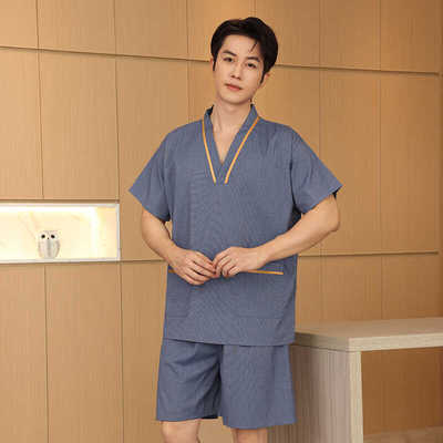 苎麻2024新款汗蒸服男款高档桑拿服女士足疗浴服按摩大码洗浴中心