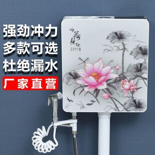 高压大冲力家用 5D加厚静音厕所蹲便器马桶卫生间冲水箱节能挂墙式