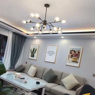 新款 创 直销后现代吊灯轻奢简约北欧客厅餐厅卧室魔豆分子吊灯个性