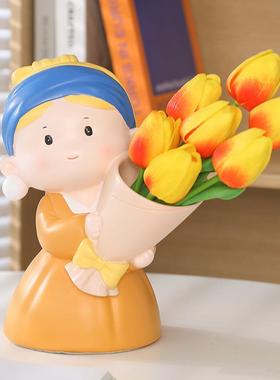 新款直销大艺术家系列托盘摆件钥匙玄关收纳捧花桌面装饰人物卡通