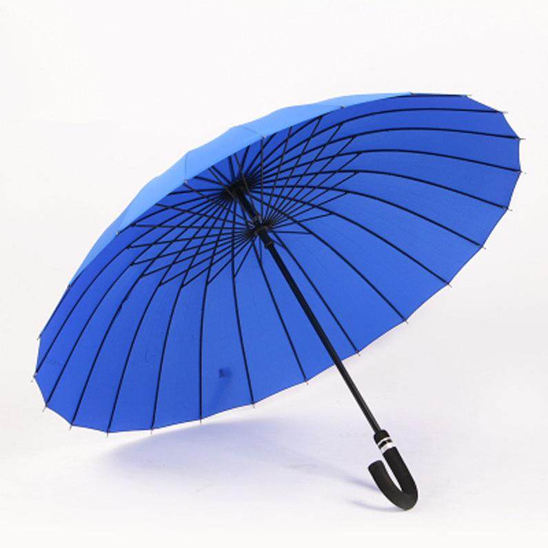 新款直销超大双人直杆晴雨伞24骨抗风黑色长柄男士直杆雨伞纯色商