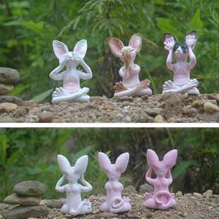 新款直销跨境手工新款装饰摆件不看听不说打坐小猫家居装饰品树脂