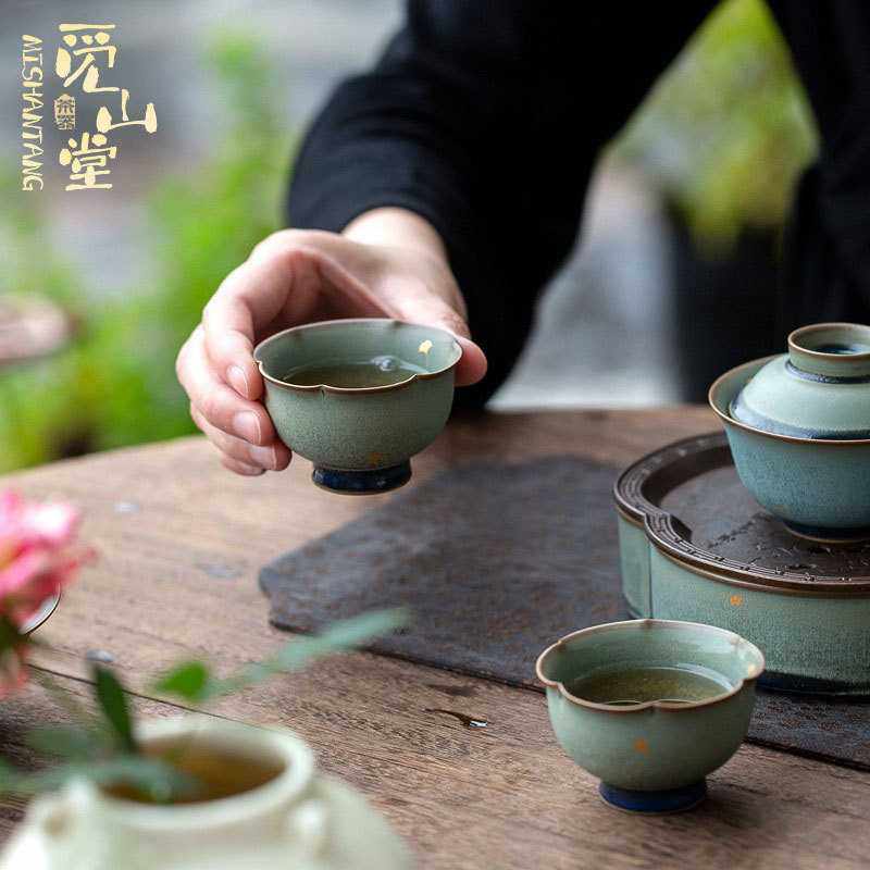 新款直销茶杯中式手工窑变花口个人杯功夫茶具家用主人杯单杯陶瓷,餐饮具,建盏,淘宝优惠券,粉丝福利购,淘宝优惠卷