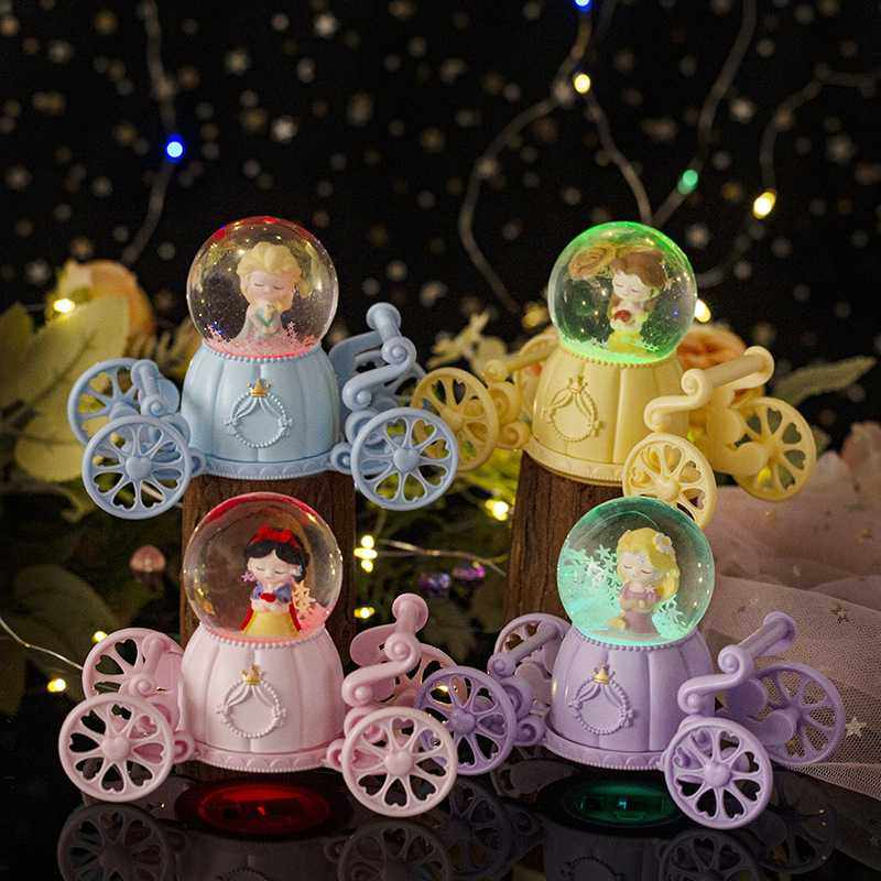 新款直销梦幻童话公主马车水晶球南瓜车发光玻璃球女孩生日礼物桌