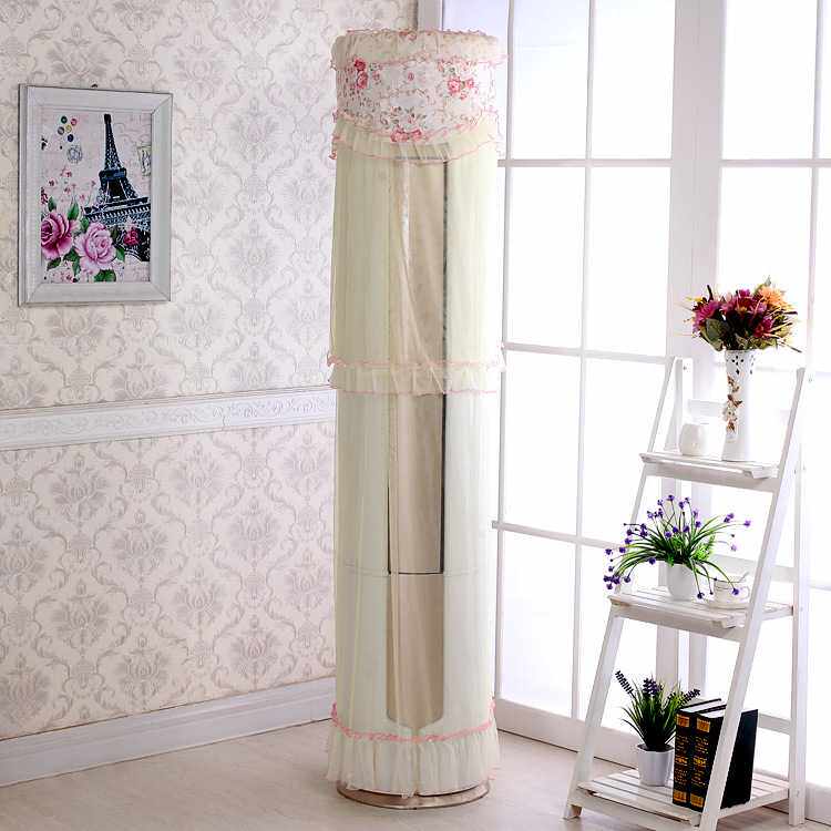新款直销晟鑫家居软饰立式空调罩 田园布艺花色透明网纱家用防尘