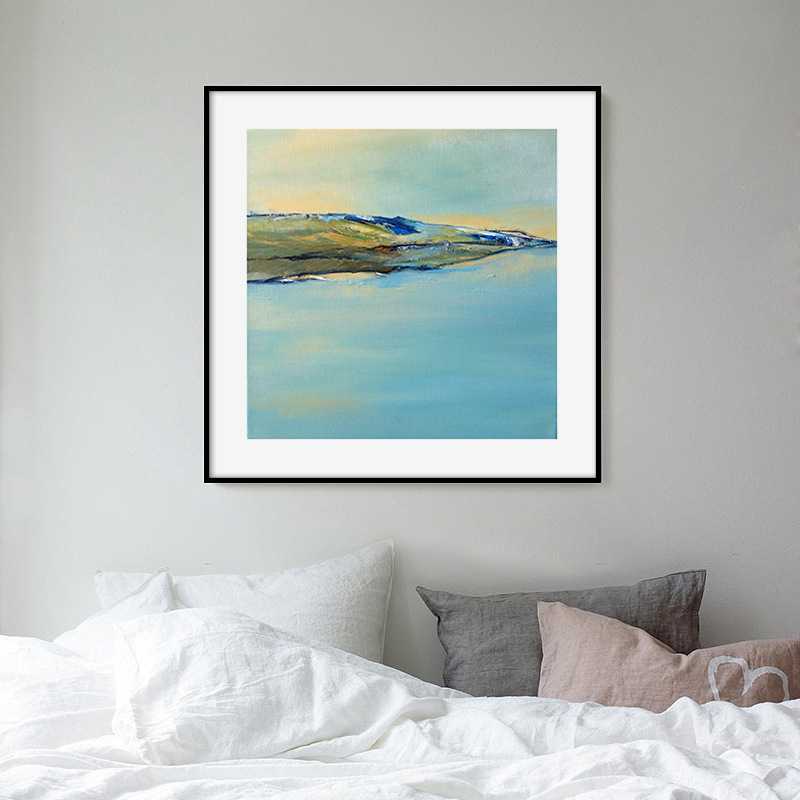 新款直销小众艺术客厅蓝色装饰画法式简美温馨玄关餐厅风景挂画书