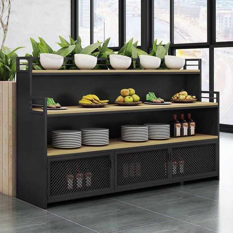 新款直销火锅店自助调料台商用餐厅工业风酱料台蘸料台小料台实木