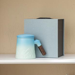 直销陶瓷粗陶茶水分离泡茶杯个人家用水杯带盖办公室杯子送客 新款