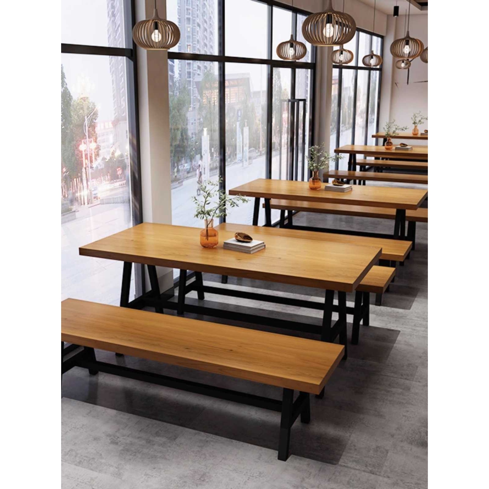 新款直销复古实木长条桌椅组合loft美式餐厅咖啡厅酒吧烧烤火锅店,商业/办公家具,商用餐椅,淘宝优惠券,粉丝福利购,淘宝优惠卷