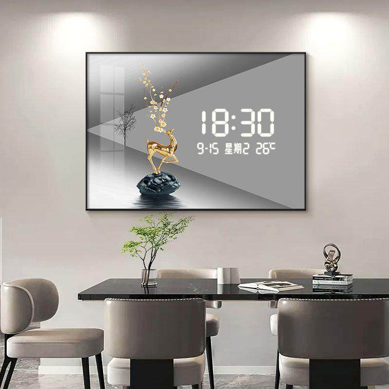 新款直销现代轻奢数显时钟电表箱装饰画免打孔钟表电闸箱遮挡开关