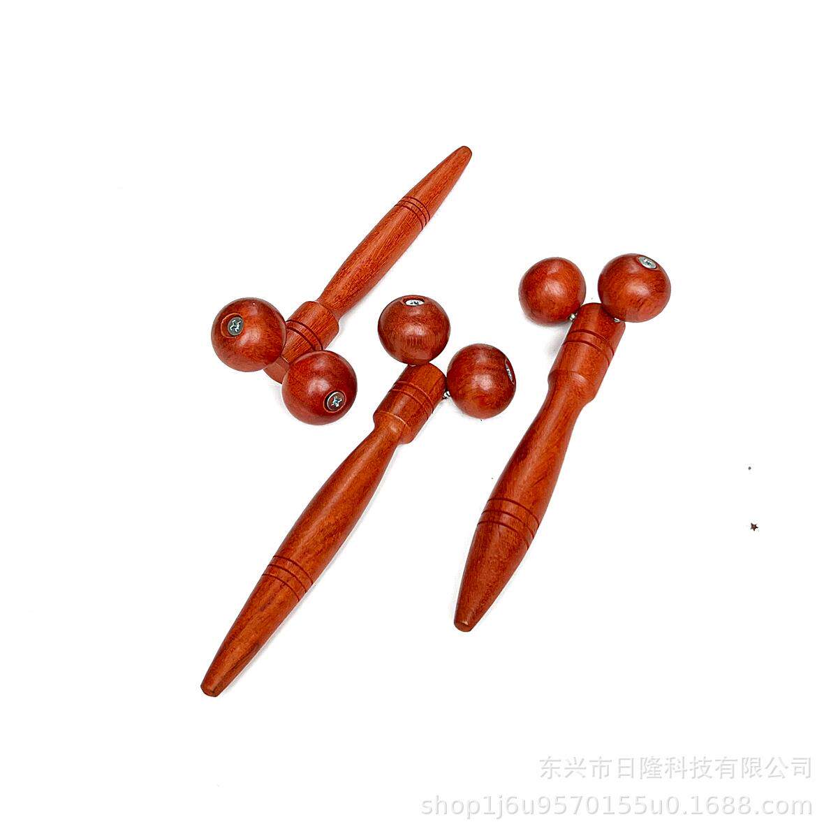 新款直销手动滚轮按摩器红花梨木质美容廋脸神器脸部背部腿部点穴