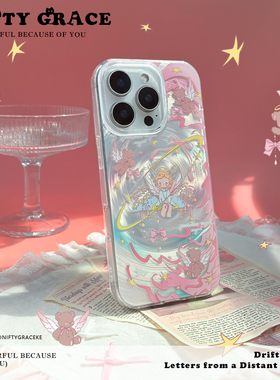 天使小熊原创手绘设计壳苹果17新款iPhone16promax可爱全包防摔15保护套适用13手机壳14小众高级感硅胶情侣壳