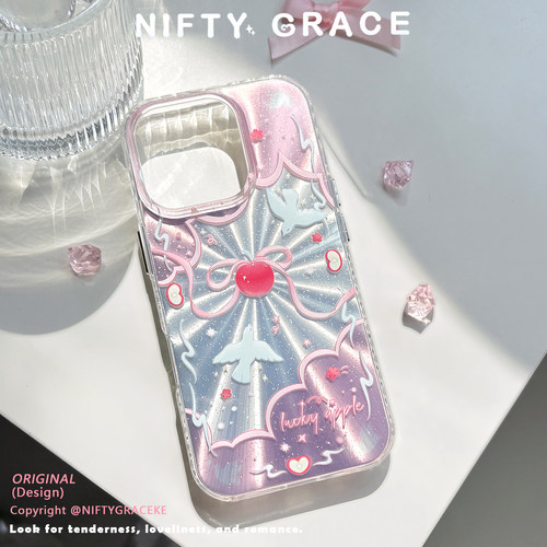 幸运果原创IMD粉色蝴蝶结iPhone17promax新款小众适用14全包防摔苹果16promax设计保护套情侣15高级感手机壳