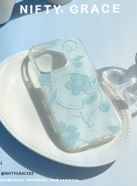 静花清冷简约蓝色IMD双层亮面苹果17原创新款iphone16适用15promax手机壳magsafe磁吸防摔百搭高级感情侣外壳