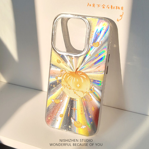 金苹果星球闪粉壳原创苹果手机壳