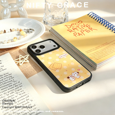 曲奇小狗磨砂黄简约可爱波点原创设计适用iPhone17promax苹果15神甲新款16高级感全包防摔手机壳华为保护套