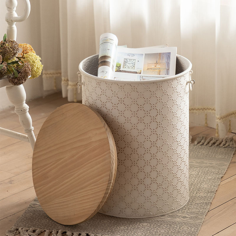 复古法式做旧铁艺收纳边几小户型客厅沙发储物P角几奶油风桶凳摆,家居饰品,落地摆件,淘宝优惠券,粉丝福利购,淘宝优惠卷