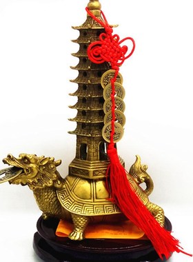 特价纯铜a龙龟塔摆件驮九层文昌塔托龙龟背宝塔家居书房办公室桌
