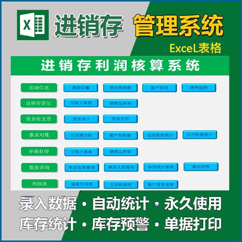 B进销存收支管理系统Excel仓库出入库表自动统计库存软体旗舰版进