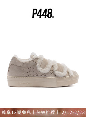 P448 VENICE女款仿羊羔毛饰边Logo鞋尾绒面休闲运动板鞋 秋冬系列
