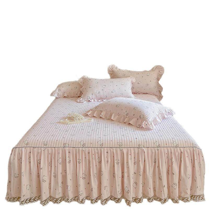 防罩滑夹棉床裙三件套单二合一韩床笠式床件四季款式清新田园5612,床上用品,床裙,淘宝优惠券,粉丝福利购,淘宝优惠卷