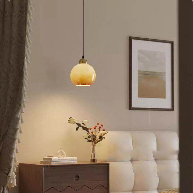 奶油古675中小吊璃灯床头日式复古主室吊线卧灯玄关过道走廊玻氛,家装灯饰光源,智能吊灯,淘宝优惠券,粉丝福利购,淘宝优惠卷