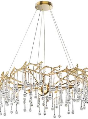 铜XYP31106性新款轻奢厅客灯别墅奢华圆形水全晶灯北欧个餐厅美式